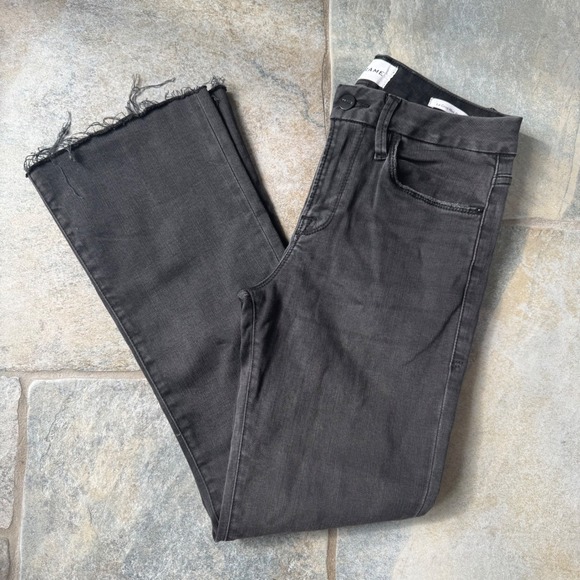Frame Le Crop Mini Boot‎ Jeans Size 25 Frayed Hem Stretch Black Gray Wash - Picture 8 of 8